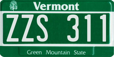 VT license plate ZZS311