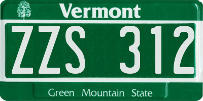 VT license plate ZZS312
