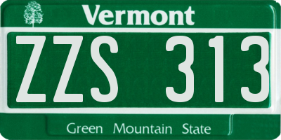 VT license plate ZZS313