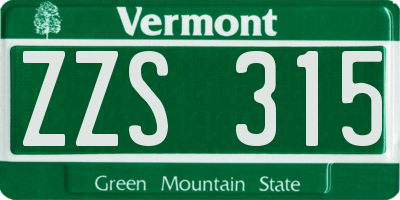 VT license plate ZZS315