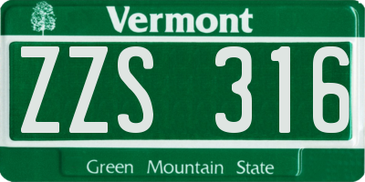 VT license plate ZZS316