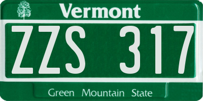 VT license plate ZZS317