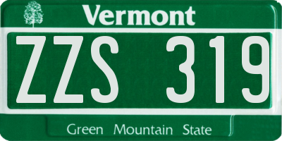 VT license plate ZZS319
