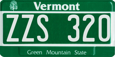 VT license plate ZZS320