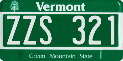 VT license plate ZZS321