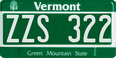 VT license plate ZZS322