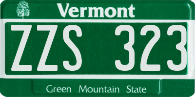 VT license plate ZZS323