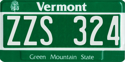 VT license plate ZZS324