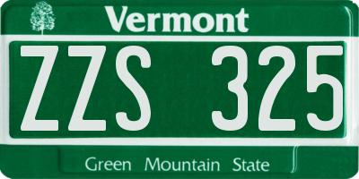 VT license plate ZZS325
