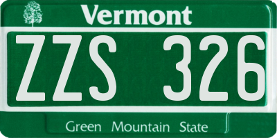 VT license plate ZZS326