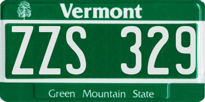 VT license plate ZZS329