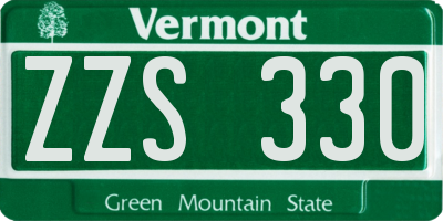VT license plate ZZS330