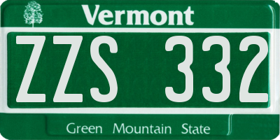 VT license plate ZZS332