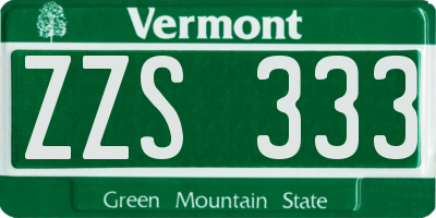 VT license plate ZZS333