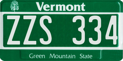 VT license plate ZZS334