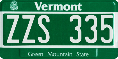 VT license plate ZZS335