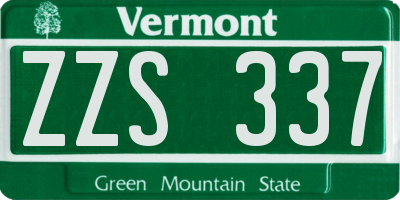 VT license plate ZZS337