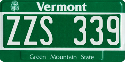 VT license plate ZZS339