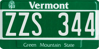 VT license plate ZZS344