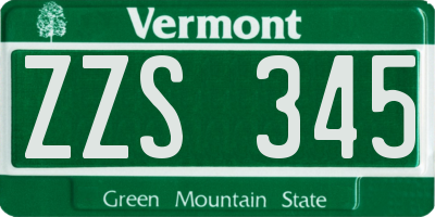 VT license plate ZZS345