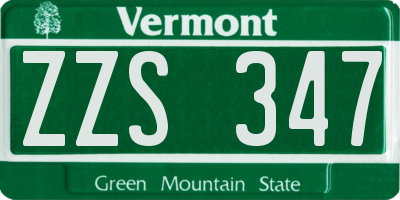 VT license plate ZZS347