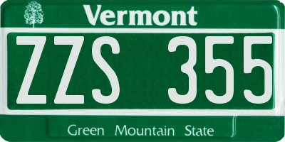 VT license plate ZZS355