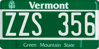 VT license plate ZZS356