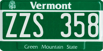 VT license plate ZZS358