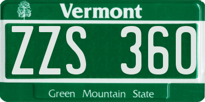 VT license plate ZZS360