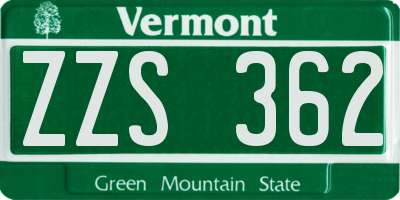 VT license plate ZZS362