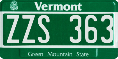 VT license plate ZZS363
