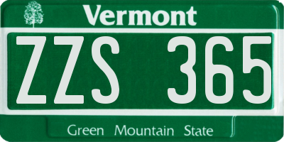 VT license plate ZZS365