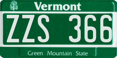 VT license plate ZZS366