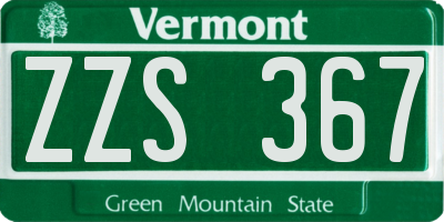 VT license plate ZZS367
