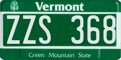 VT license plate ZZS368