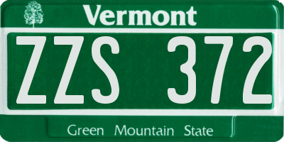 VT license plate ZZS372