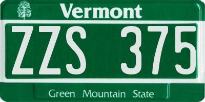 VT license plate ZZS375