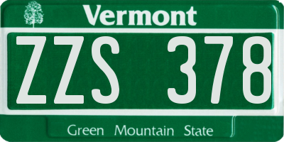 VT license plate ZZS378