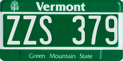 VT license plate ZZS379
