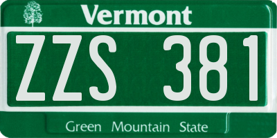 VT license plate ZZS381