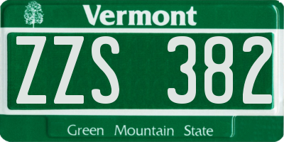 VT license plate ZZS382