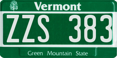 VT license plate ZZS383
