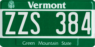 VT license plate ZZS384
