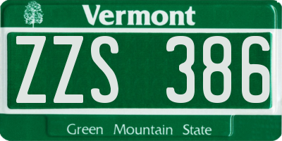 VT license plate ZZS386