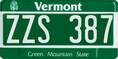 VT license plate ZZS387