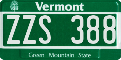 VT license plate ZZS388