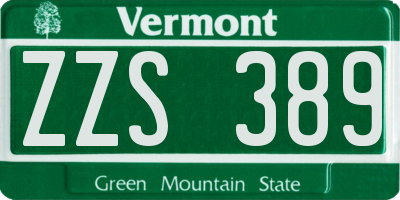 VT license plate ZZS389