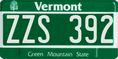 VT license plate ZZS392