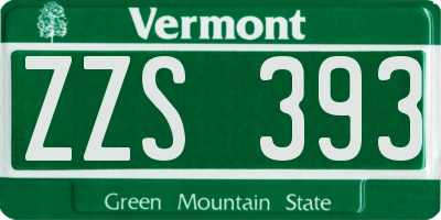 VT license plate ZZS393