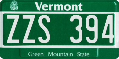 VT license plate ZZS394